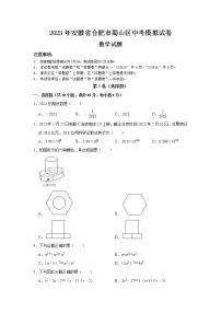2023年安徽省合肥市蜀山区中考模拟数学试卷(含答案)