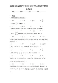 安徽省马鞍山市第八中学2022-2023学年八年级下学期期中数学试卷