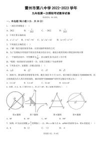 广东省湛江市雷州市三校2023届九年级第一次月考数学试卷(含答案)