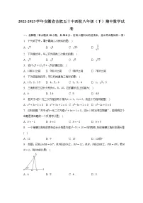 2022-2023学年安徽省合肥五十中西校八年级(下)期中数学试卷(含解析)