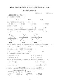 福建省厦门市双十中学海沧附属学校2022-2023学年七年级下学期期中考数学试卷