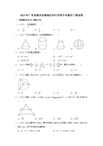 2023年广东省惠州市惠城区知行学校中考数学三模试卷（含答案）