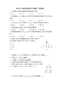 2023年上海市奉贤区中考数学一模试卷(含答案解析)