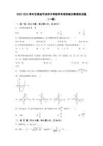 2022-2023学年甘肃省平凉市中考数学专项突破仿真模拟试题（一模二模）含答案