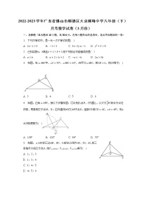 2022-2023学年广东省佛山市顺德区大良顺峰中学八年级（下）月考数学试卷（3月份）（含解析）