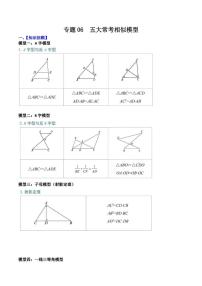 2023中考数学重难点练习 专题06 五大常考相似模型（学生版+解析版）