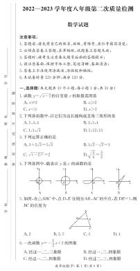 2023湖南师大附中集团八年级下期中考试数学试卷