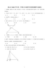 杭州市萧山区2022-2023学年九年级下学期教学质量检测数学试题卷及答案