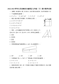 2022-2023学年江苏省南京市建邺区七年级（下）期中数学试卷(含解析）