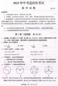 2023年四川省眉山市仁寿县中考适应性考试数学试题