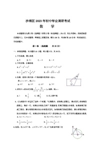 四川省乐山市沙湾区2023年初中毕业调研考试数学试题（含答案）