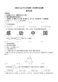 2023年甘肃省白银市九年级第二次诊断考试试题数学试卷（含答案）