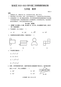 广东深圳宝安区2023届九年级中考二模数学试卷+答案