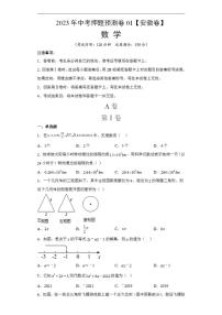 2023年中考押题预测卷01（安徽卷）-数学（考试版）A4