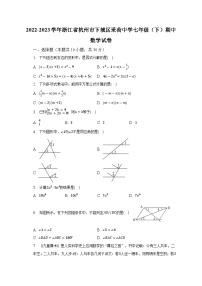 2022-2023学年浙江省杭州市下城区采荷中学七年级（下）期中数学试卷（含解析）