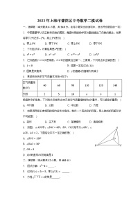 2023年上海市普陀区中考数学二模试卷（含解析）