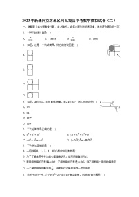 2023年新疆阿克苏地区阿瓦提县中考数学模拟试卷（二）（含解析）