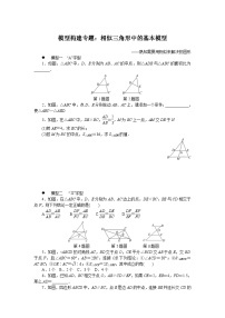 中考训练模型构建专题：相似三角形中的基本模型专项训练与解析