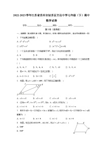 2022-2023学年江苏省苏州市姑苏区立达中学七年级（下）期中数学试卷（含解析）