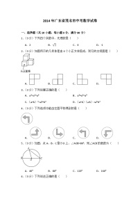 2014年广东省茂名市中考数学试卷（含解析版）