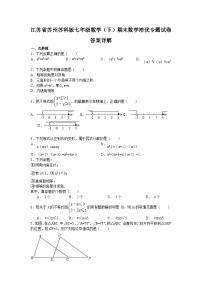 江苏省苏州苏科版七年级数学（下）期末数学培优专题试卷答案详解（D）