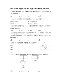 2023年湖南省衡阳市蒸湘区育贤中学中考数学模拟试卷-普通用卷