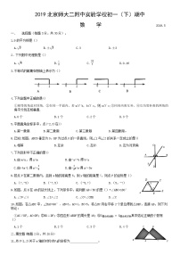 2019北京师大二附中实验学校初一（下）期中数学