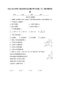 2022-2023学年上海市闵行区文绮中学七年级（下）期中数学试卷（含解析）