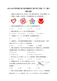 2022-2023学年浙江省宁波市镇海区仁爱中学八年级（下）期中数学试卷（含解析）