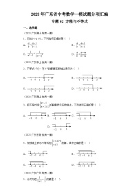 2023年广东省中考数学一模试题分项汇编  专题02方程与不等式