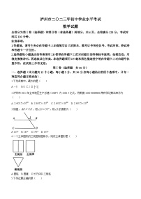 2023年四川省泸州市中考数学真题(无答案)