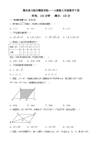 人教版八年级数学下册 期末复习综合模拟训练(含答案)