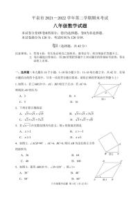 河北省承德市平泉市2021-2022学年八年级下学期期末考试数学试题