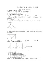 湘教版八年级下学期期末数学试卷---含答案-