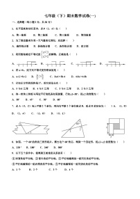 七年级(下)期末数学试卷(A4-双面打印)