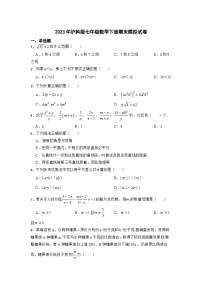 2022—2023学年沪科版数学七年级下册期末模拟试卷