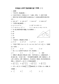 2022—2023学年苏科版数学七年级下册期末复习训练（一）