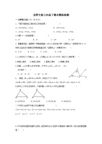 北师大版数学七年级下册期末模拟检测（无答案）