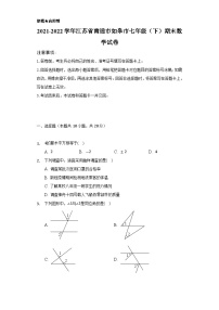 2021-2022学年江苏省南通市如皋市七年级（下）期末数学试卷(含解析)