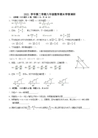 上海市闵行区民办文琦中学2021-2022学年八年级下学期期末考试数学试卷