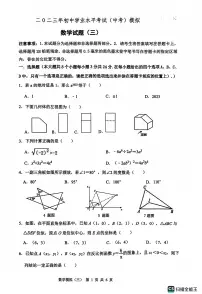2023年山东省菏泽市单县中考三模数学试题