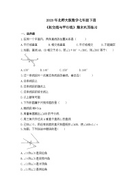 2023年北师大版数学七年级下册《相交线与平行线》期末巩固练习(含答案)