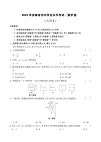 安徽省芜湖市部分学校2023年6月中考模拟数学试卷（PDF版，含答案)