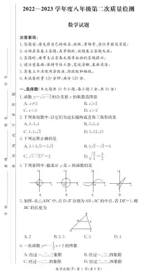 湖南省长沙市2022-2023师大附中集团八年级下学期期中数学试卷（