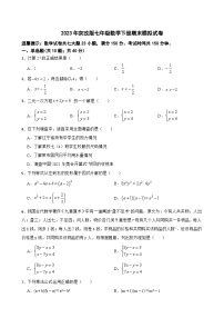 2022-2023学年京改版七年级数学下册期末模拟试卷