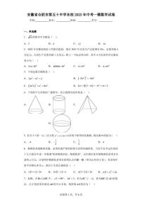 安徽省合肥市第五十中学东校2023年中考一模数学试卷