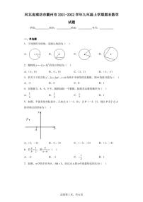 河北省廊坊市霸州市2021-2022学年九年级上学期期末数学试题