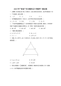 2023年广东省广州市南沙区中考数学一模试卷(含解析)