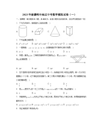 新疆喀什地区2023届九年级下学期中考一模数学试卷(含解析)