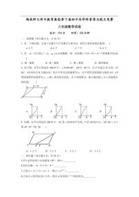 2016湖南师大附中教育集团第十届初中生学科素养与能力竞赛八年级数学试卷